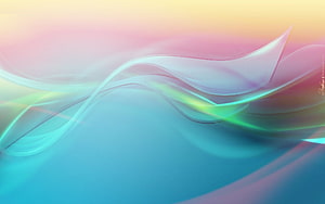Pastel Abstract Waves with Soft Gradient Background in Blue and Pink Hues HD wallpaper