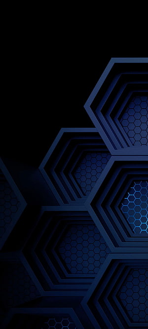Dark Blue Hexagonal Honeycomb Pattern with Layered Geometric Depth HD phone wallpaper
