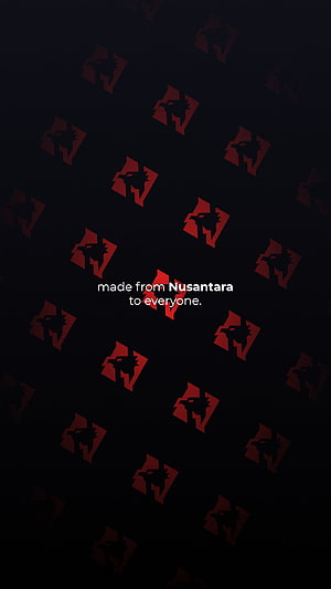 Nusantara Project Dark Red Pattern Wallpaper with Stylized Logo and Text HD phone wallpaper
