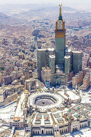 Aerial View of the Grand Mosque and Kaaba in Mecca, Saudi Arabia HD phone wallpaper