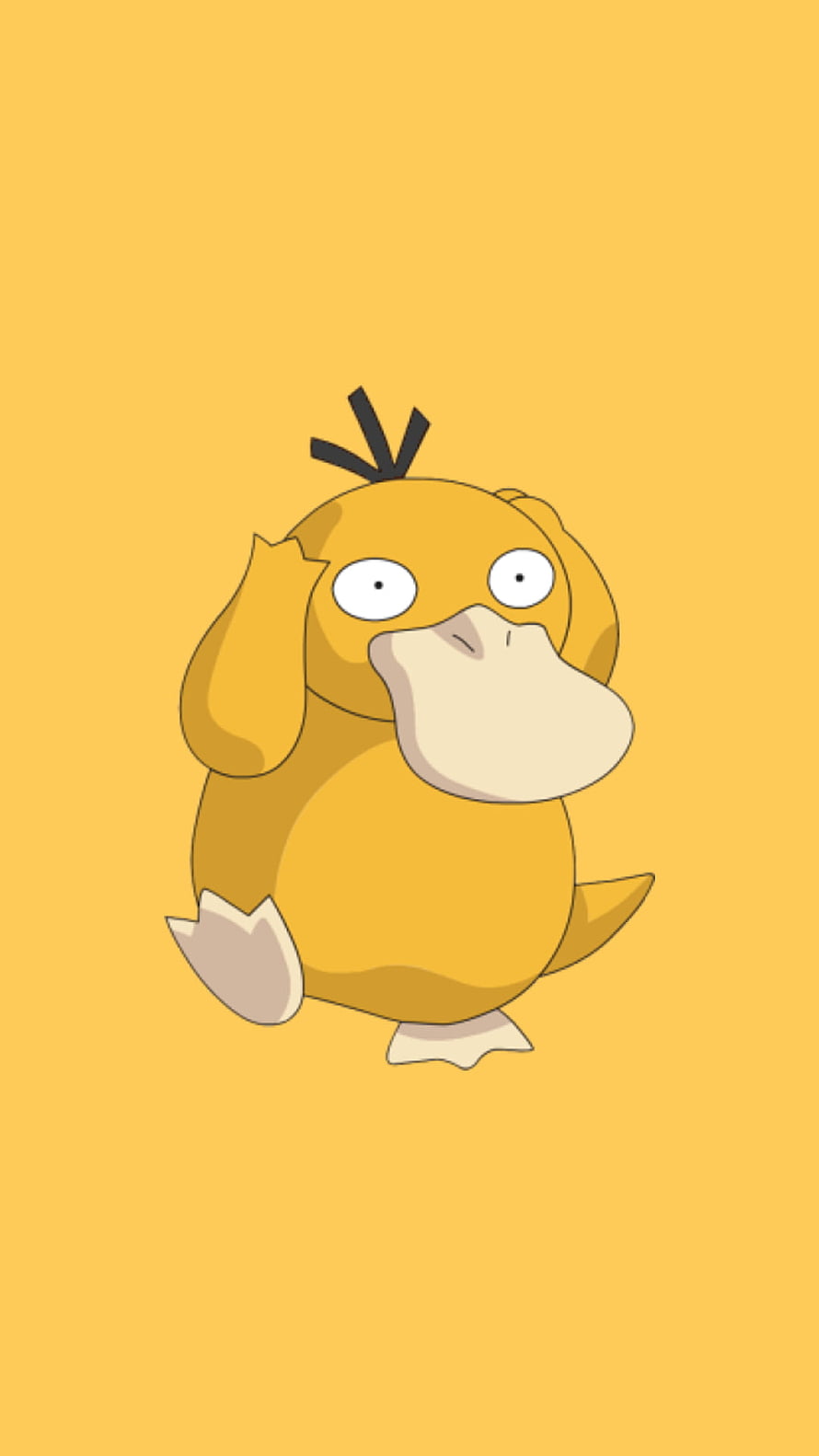 Psyduck Cartoon Illustration on Solid Yellow Background HD phone wallpaper