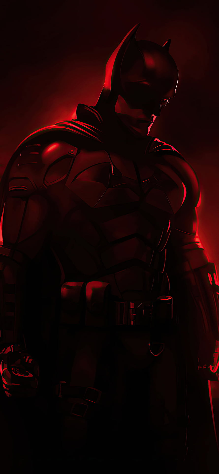 The Batman 2021 Dark Armor Concept Art with Dramatic Red Rim Lighting HD phone wallpaper