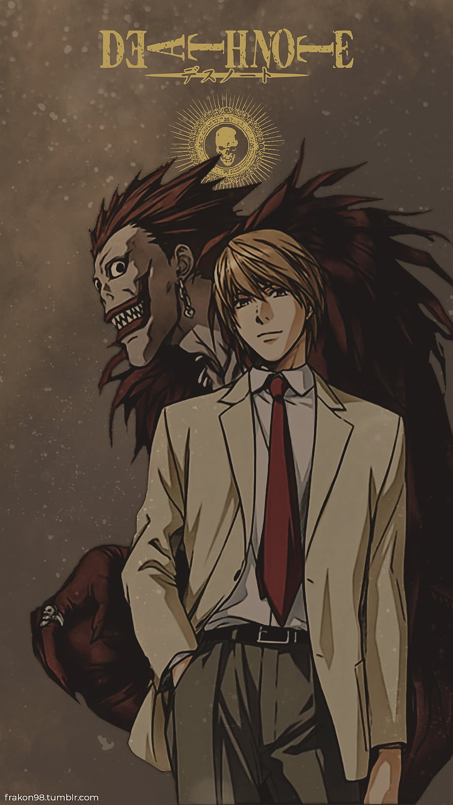 Death Note Anime Illustration Featuring Light Yagami and Shinigami Ryuk HD phone wallpaper