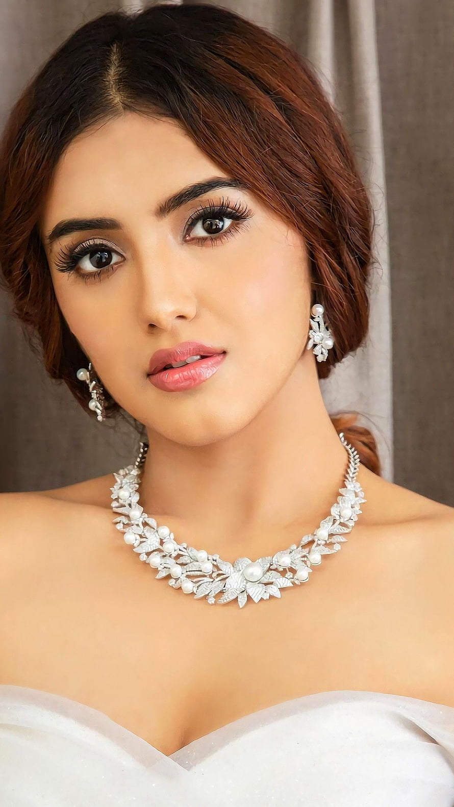 Malavika Sharma in Elegant Bridal Jewelry and White Gown HD phone wallpaper