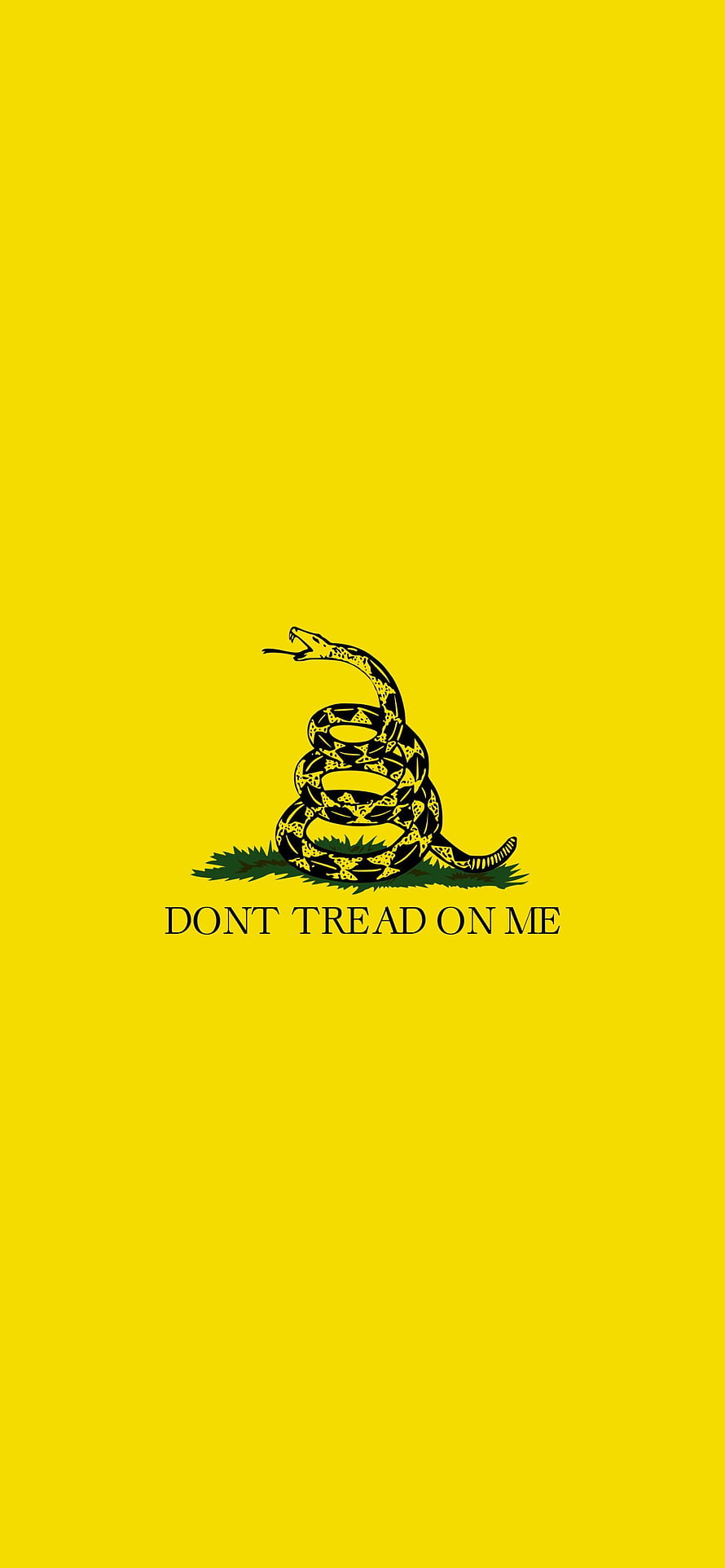 Gadsden Flag Design With Coiled Snake And Dont Tread On Me Slogan On Yellow Background HD phone wallpaper