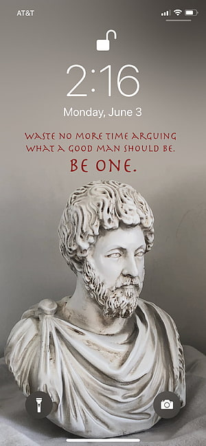 Marcus Aurelius Marble Bust with Stoic Philosophy Quote on Muted Background HD phone wallpaper