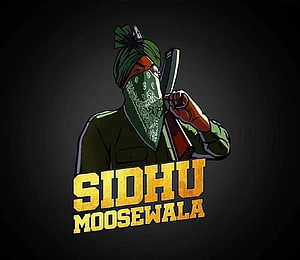 Sidhu Moose Wala Illustrated Portrait with Turban and Bandana HD wallpaper