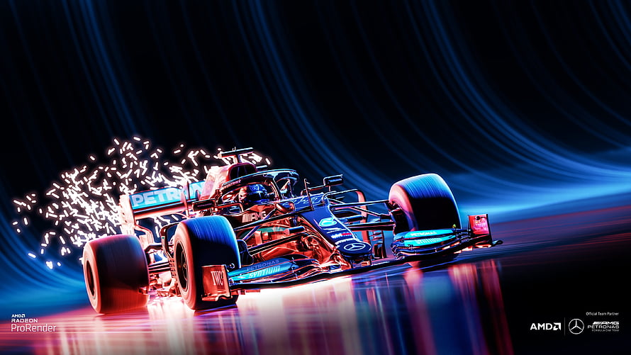Mercedes AMG Petronas Formula 1 W12 E Performance Car in Neon Light HD wallpaper