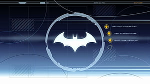 Batcomputer Interface with Glowing Batman Logo on Blue Digital Screen HD wallpaper