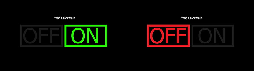 Minimalist Computer Power Status Graphic with Green On and Red Off Indicators HD wallpaper