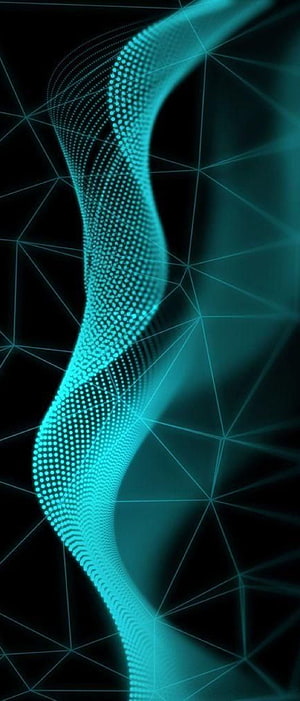 Cyan Digital Wave Abstract Background with Geometric Network Lines HD phone wallpaper