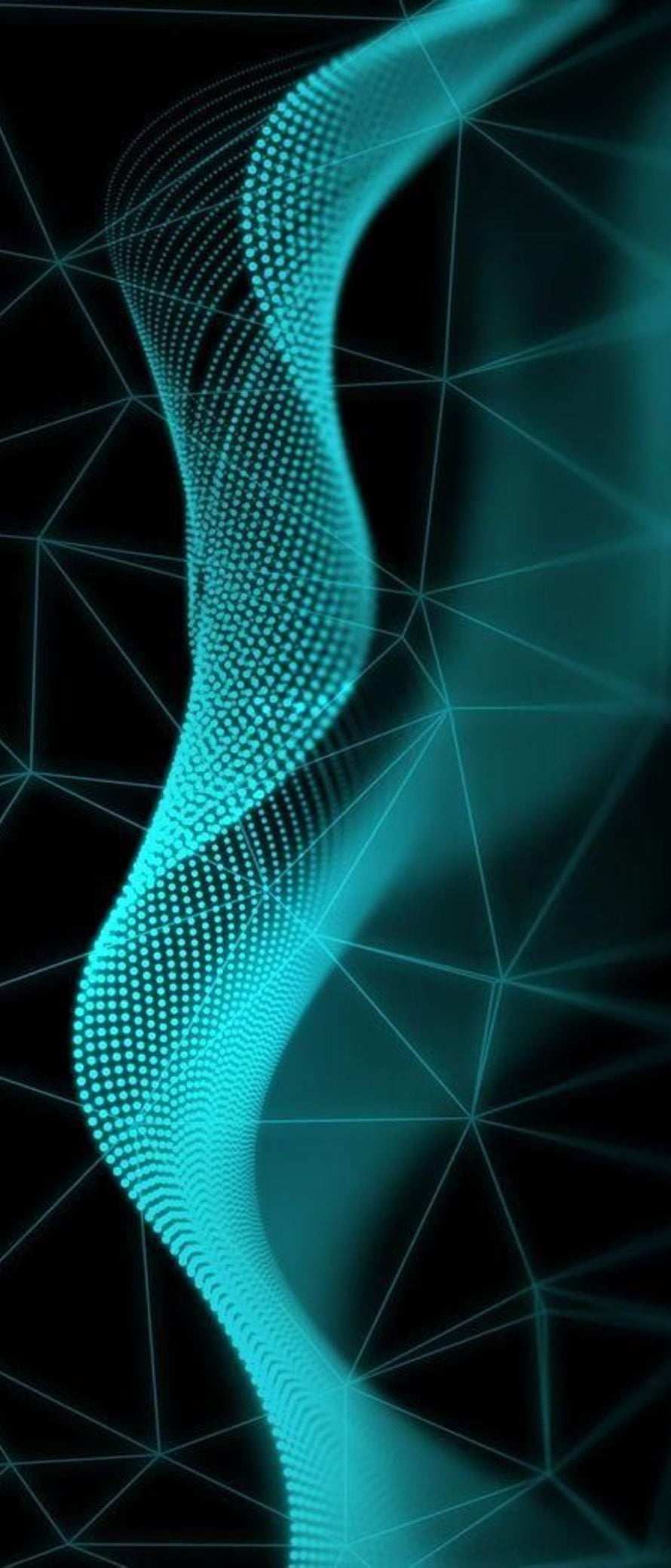 Cyan Digital Wave Abstract Background with Geometric Network Lines HD phone wallpaper