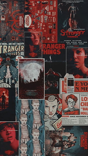 Stranger Things Aesthetic Collage Poster with Eleven and Hawkins Characters HD phone wallpaper