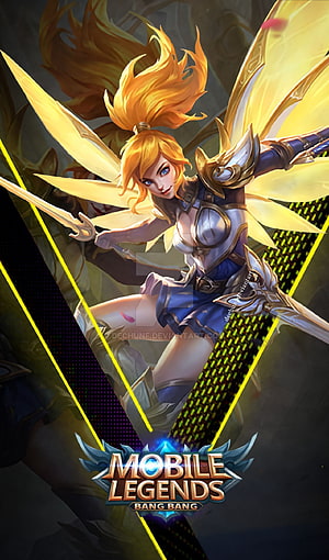 Fanny Character Art from Mobile Legends Bang Bang with Golden Wings and Dual Blades HD phone wallpaper