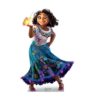 Mirabel Madrigal from Disney Encanto Holding a Glowing Butterfly in Colorful Embroidered Dress HD phone wallpaper