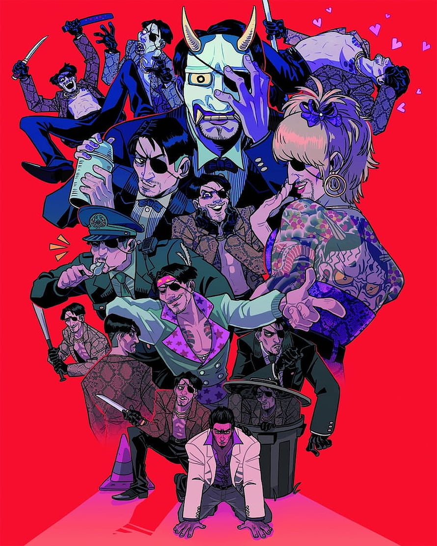 Majima Everywhere Yakuza Character Collage Illustration HD phone wallpaper