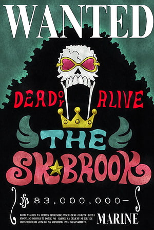 One Piece Brook Wanted Poster with Skull and Crown HD phone wallpaper