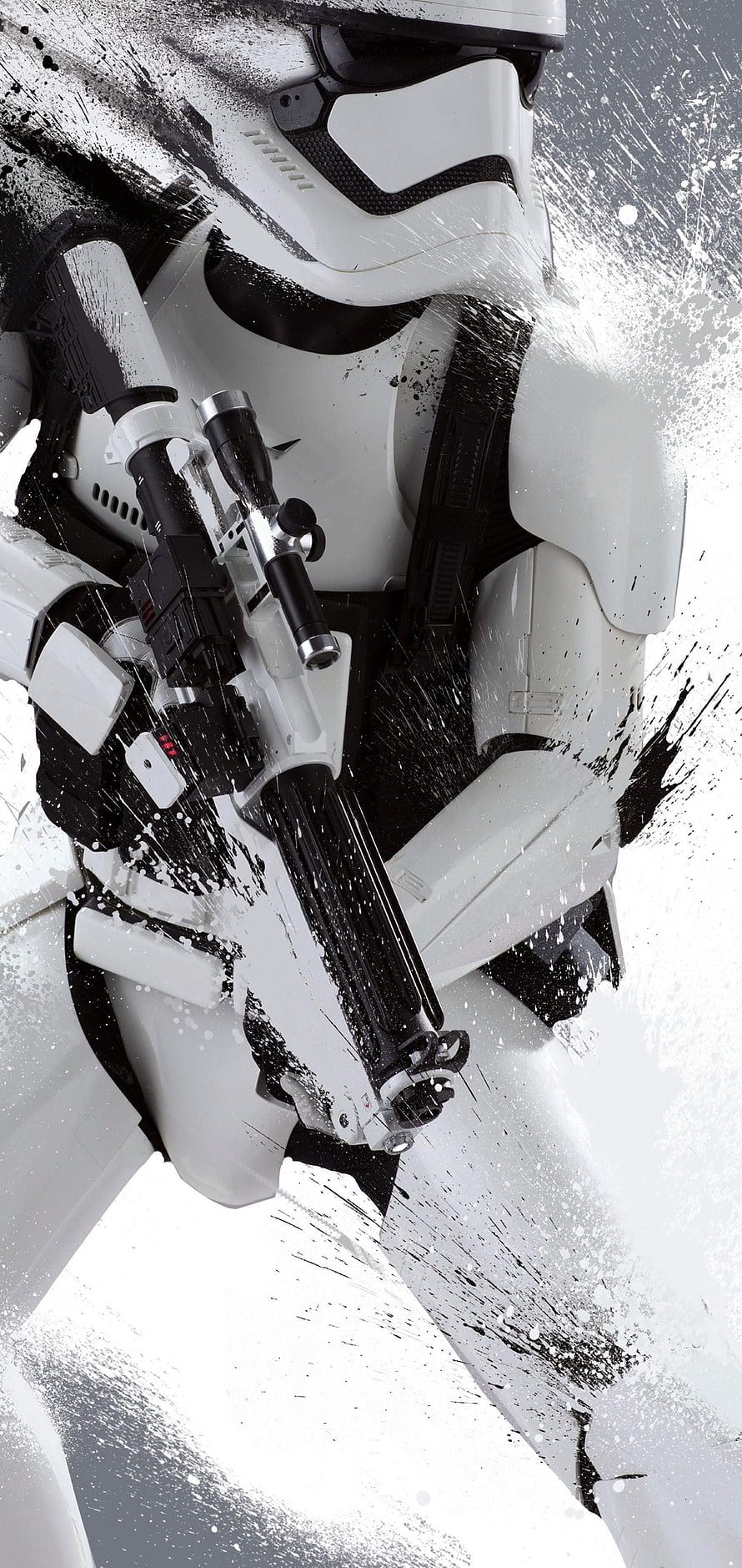 Star Wars First Order Stormtrooper with Sniper Rifle in Snowy Combat Setting HD phone wallpaper