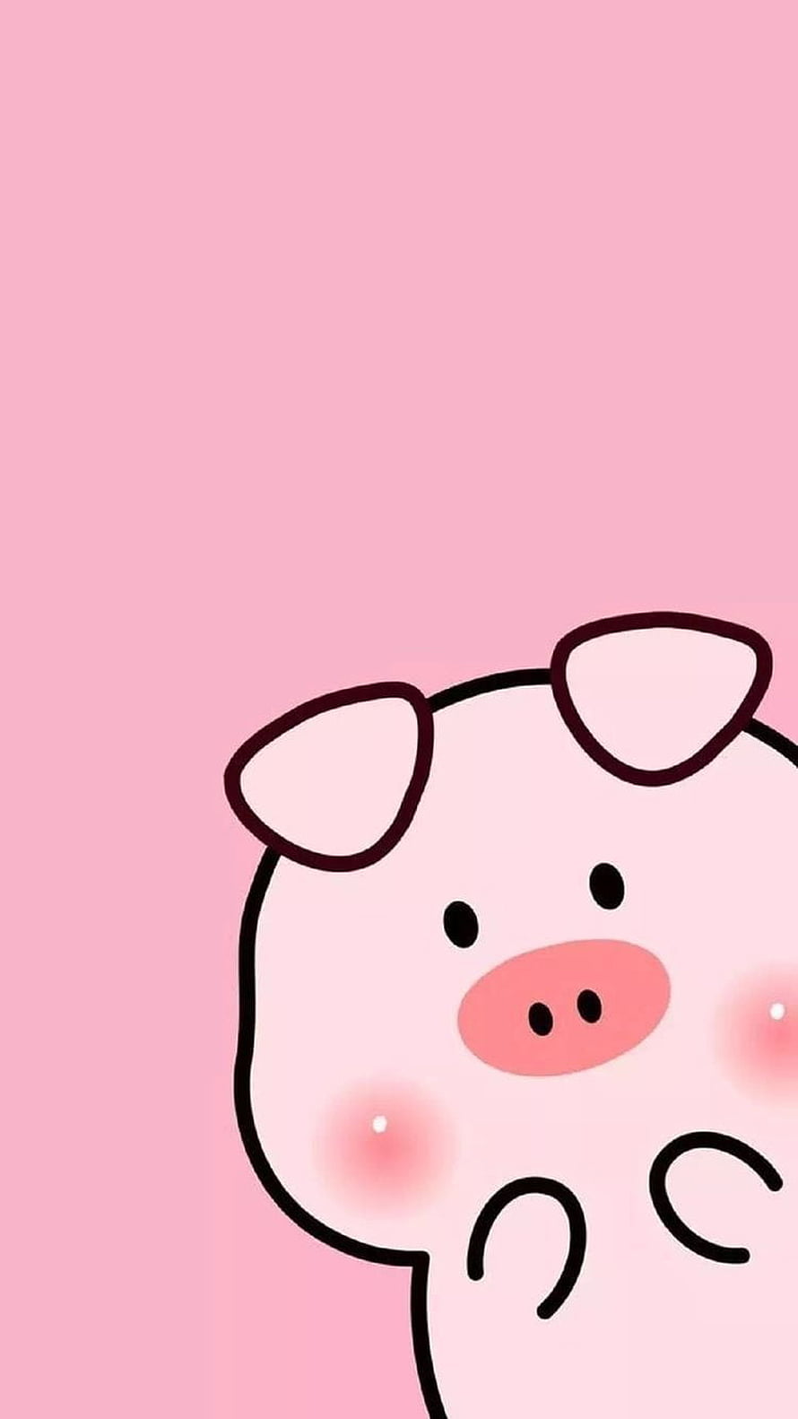 Cute Cartoon Pig Illustration on Soft Pink Background HD phone wallpaper