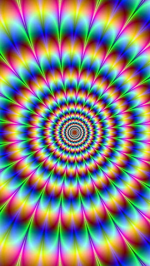 Vibrant psychedelic kaleidoscope tunnel with radiant rainbow fractal patterns and hypnotic radial symmetry HD phone wallpaper