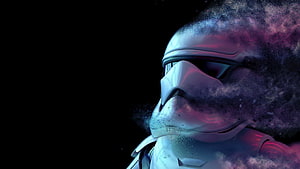 Star Wars Stormtrooper Helmet Dissolving Into Cosmic Nebula Dust HD wallpaper