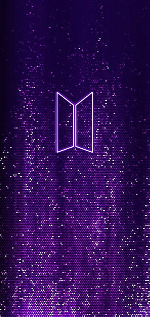 BTS Neon Logo on Purple Glitter Background HD phone wallpaper