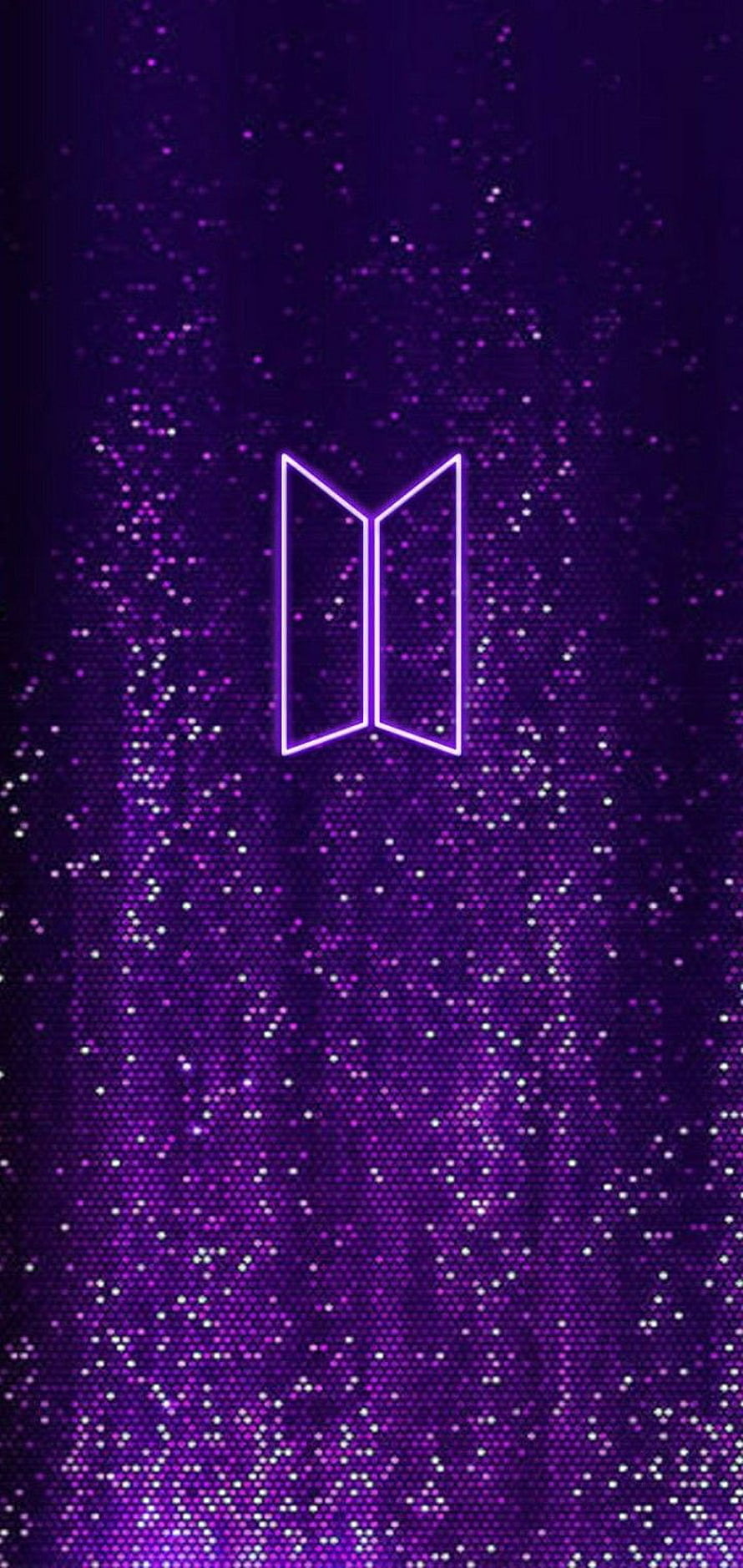 BTS Neon Logo on Purple Glitter Background HD phone wallpaper