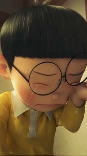 Nobita from Doraemon Crying with Round Glasses and Yellow Shirt HD phone wallpaper