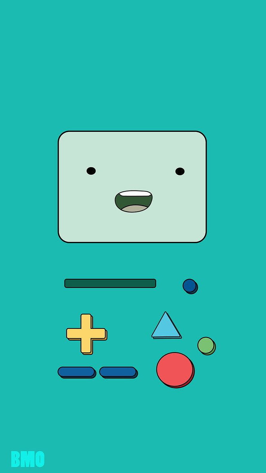 BMO from Adventure Time as a Minimalist Game Console on a Teal Background HD phone wallpaper