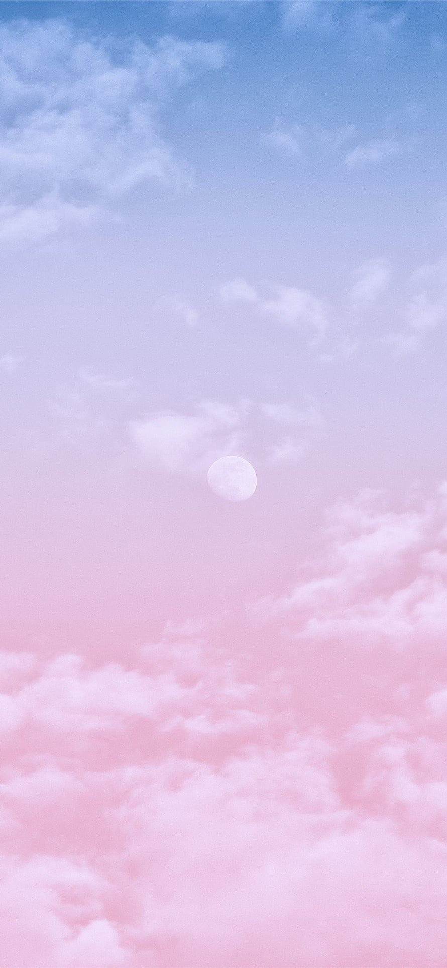 Dreamy Pastel Sky With Soft Pink Clouds And A Pale Moon HD phone wallpaper