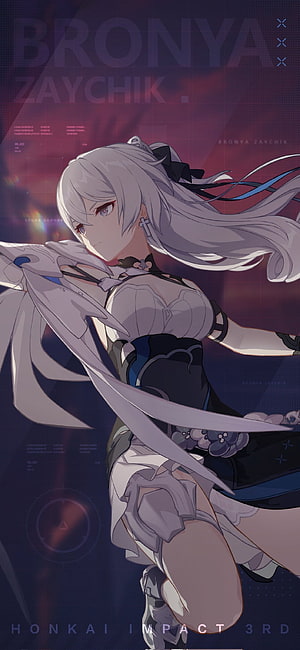 Bronya Zaychik Honkai Impact 3rd Anime Character Portrait with Silver Hair and Tactical Gear HD phone wallpaper