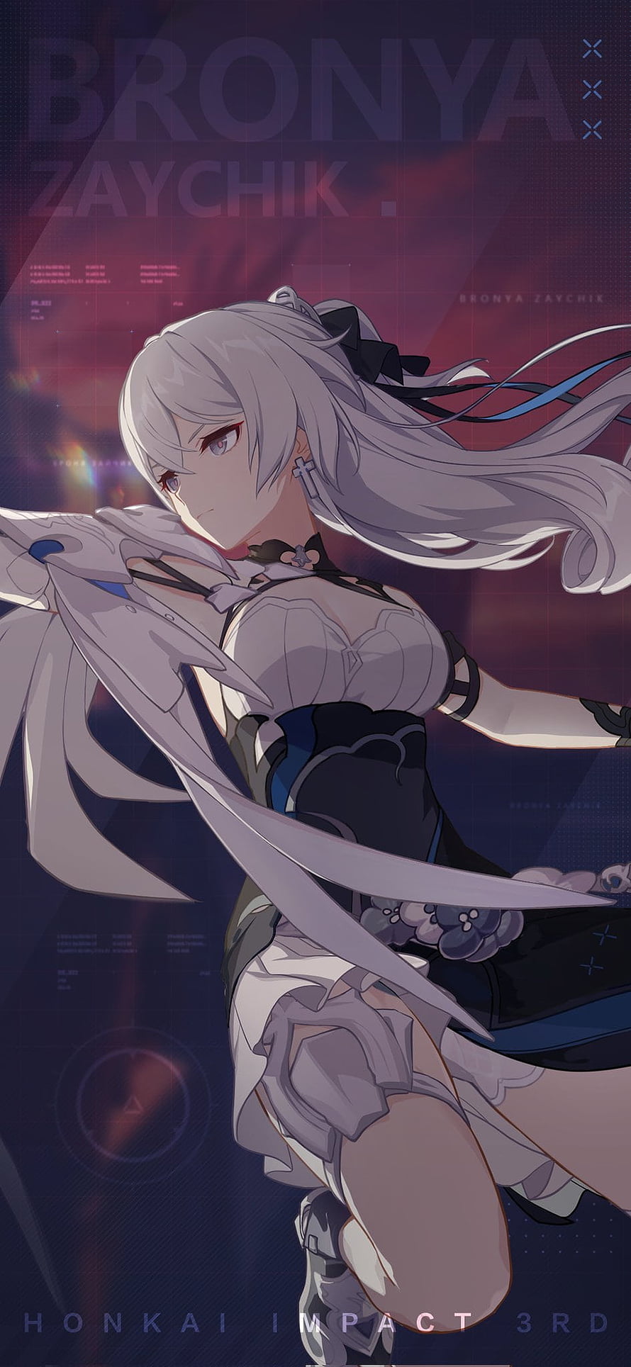 Bronya Zaychik Honkai Impact 3rd Anime Character Portrait with Silver Hair and Tactical Gear HD phone wallpaper