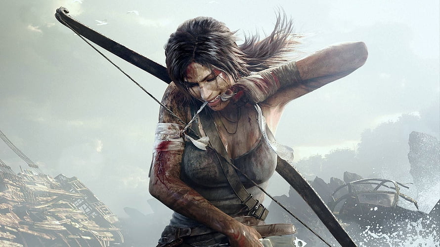 Lara Croft Tomb Raider Action Scene With Bow And Arrow HD wallpaper