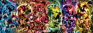 Marvel Cinematic Universe Character Collage Poster Featuring Iron Man, Thor, Hulk, and Captain America HD wallpaper