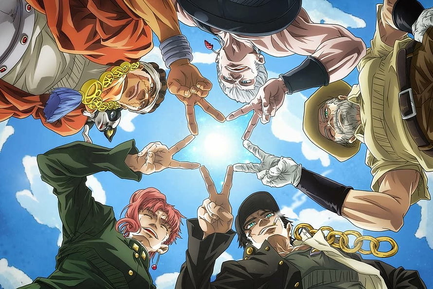 JoJo's Bizarre Adventure Stardust Crusaders Squad Peace Sign Circle HD wallpaper