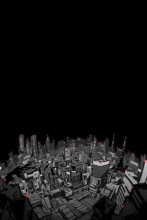 Persona 5 Cityscape at Night with Red Accents and Dark Sky HD phone wallpaper
