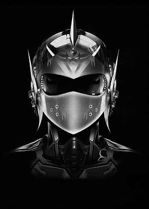 Actarus Goldorak Cybernetic Helmet Portrait in Monochrome Digital Art HD phone wallpaper