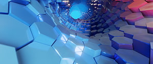 Abstract 3D Hexagonal Tunnel with Blue and Pink Gradient Lighting HD wallpaper