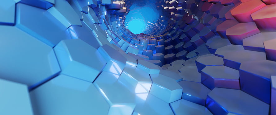 Abstract 3D Hexagonal Tunnel with Blue and Pink Gradient Lighting HD wallpaper