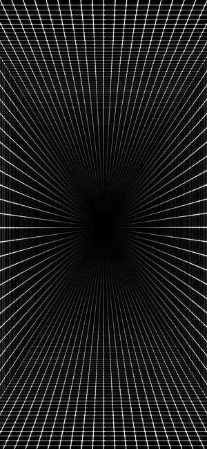 Black and White Perspective Grid Tunnel with Radiating Lines and Central Vanishing Point HD phone wallpaper