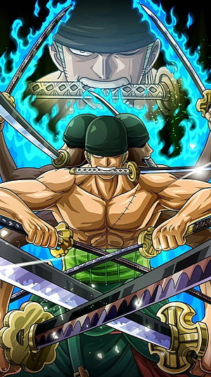 Roronoa Zoro Wano Arc Three-Sword Style Anime Illustration HD phone wallpaper