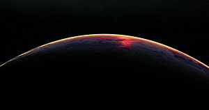 Dramatic Planet Horizon with Fiery Atmospheric Glow Against Deep Space HD wallpaper