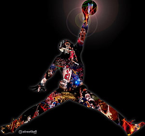 Michael Jordan Jumpman Silhouette Double Exposure Basketball Artwork HD wallpaper