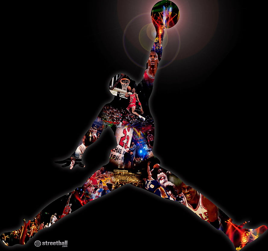 Michael Jordan Jumpman Silhouette Double Exposure Basketball Artwork HD wallpaper