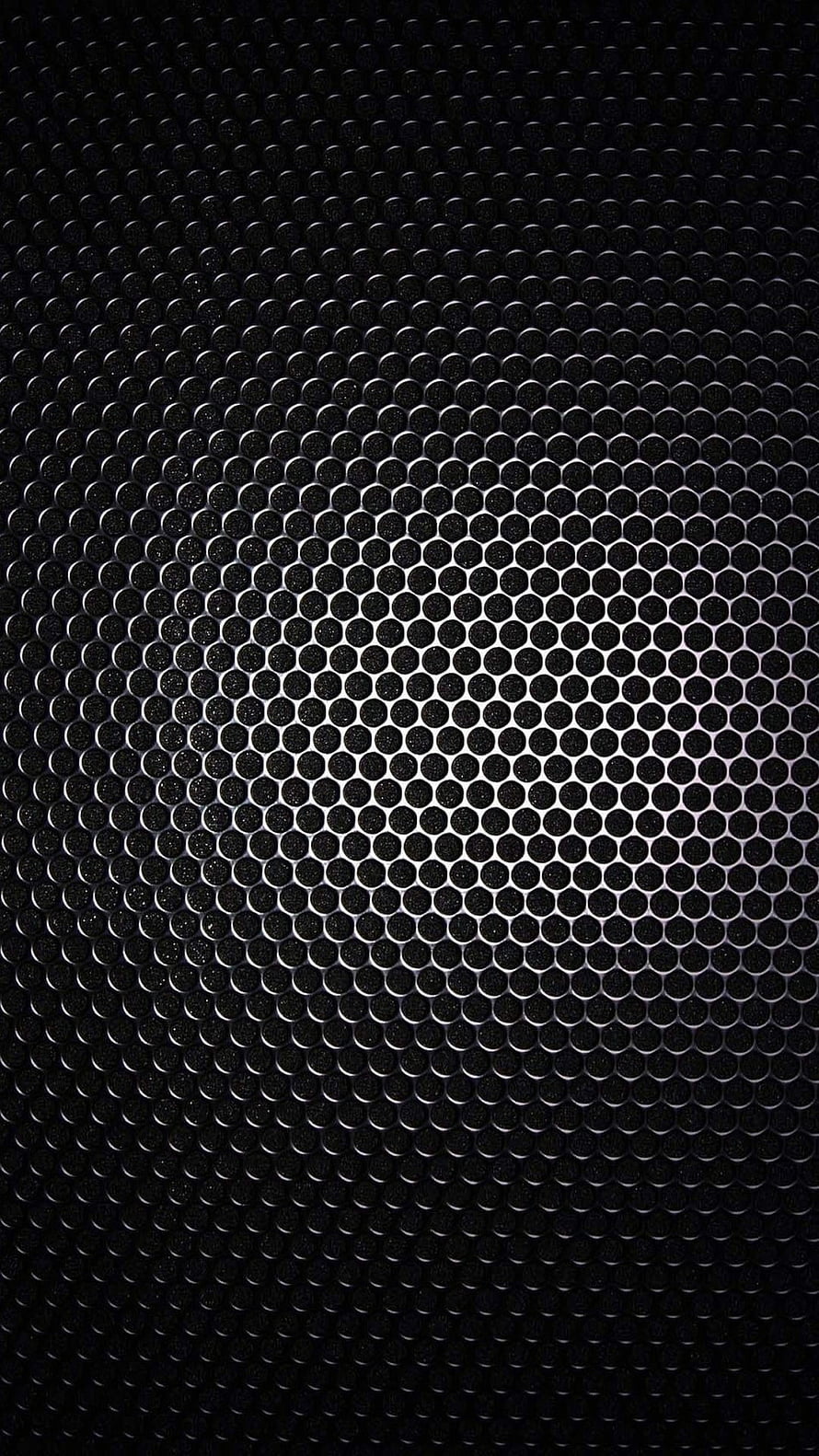 Black Perforated Metal Mesh with Radial Gradient and Hexagonal Pattern HD phone wallpaper