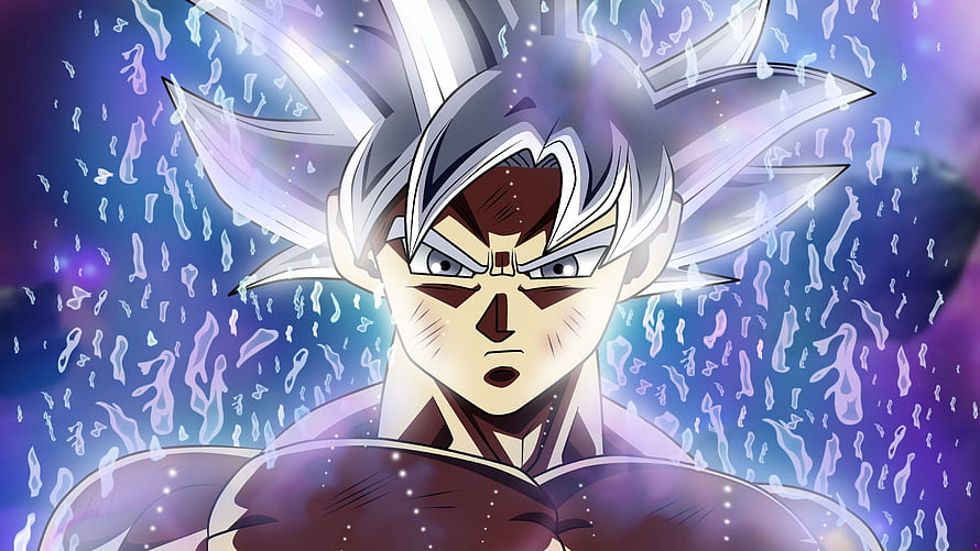 Goku Ultra Instinct Anime Character with Silver Hair and Intense Aura HD wallpaper