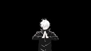 Satoru Gojo from Jujutsu Kaisen in a Minimalist Black and White Anime Illustration HD wallpaper
