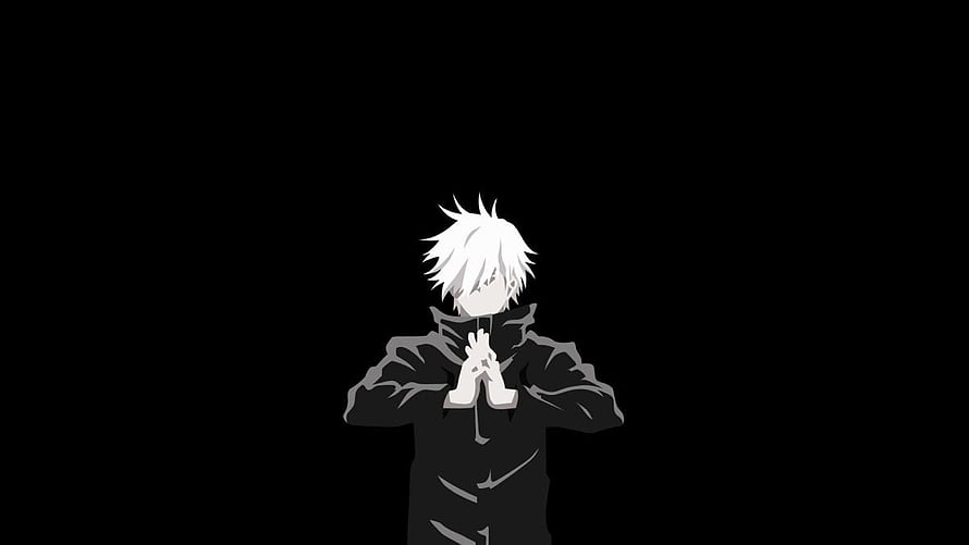 Satoru Gojo from Jujutsu Kaisen in a Minimalist Black and White Anime Illustration HD wallpaper