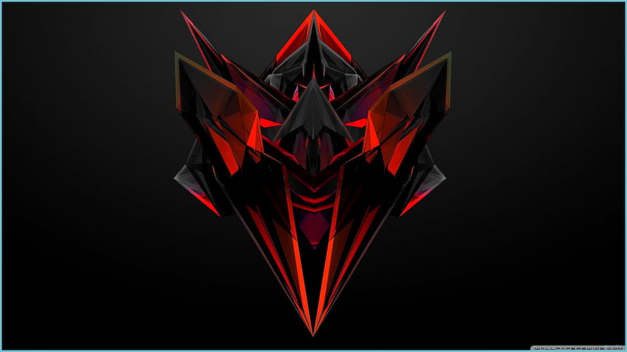 Abstract Geometric Crystal Skull in Red and Black Low Poly Style HD wallpaper