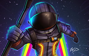 Fortnite Dark Voyager Character in Futuristic Space Suit with Neon Glow HD wallpaper